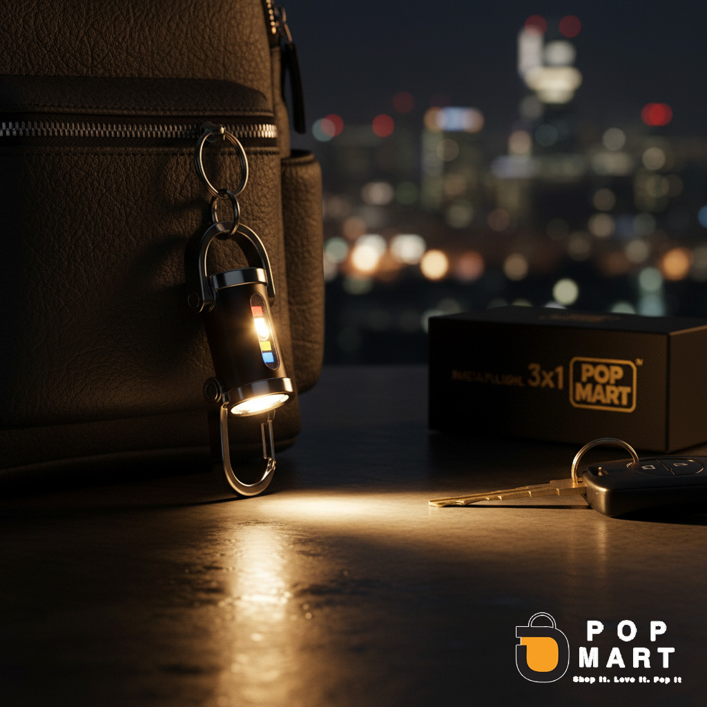 كشاف 3×1 ميتال من Pop Mart – تصميم معدني بإضاءة LED قوية وشحن USB سريع